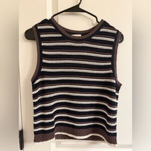 GU Brand Striped Sleeveless Crochet Top